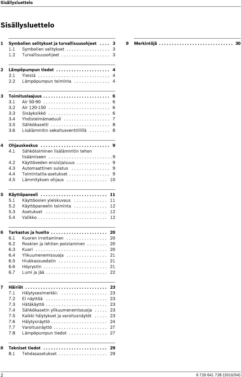 1 Air 50-90.......................... 6 3.2 Air 120-150........................ 6 3.3 Sisäyksikkö........................ 6 3.4 Yhdistelmämoduuli.................. 7 3.5 Sähkökasetti....................... 8 3.