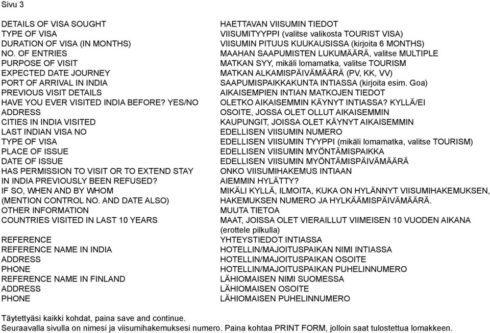YES/NO CITIES IN INDIA VISITED LAST INDIAN VISA NO TYPE OF VISA PLACE OF ISSUE DATE OF ISSUE HAS PERMISSION TO VISIT OR TO EXTEND STAY IN INDIA PREVIOUSLY BEEN REFUSED?