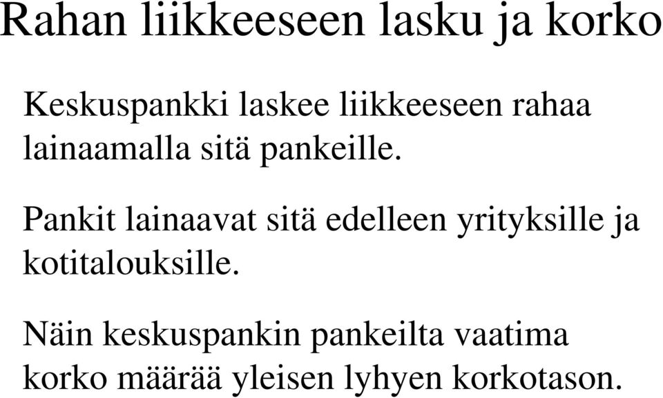 Pankit lainaavat sitä edelleen yrityksille ja