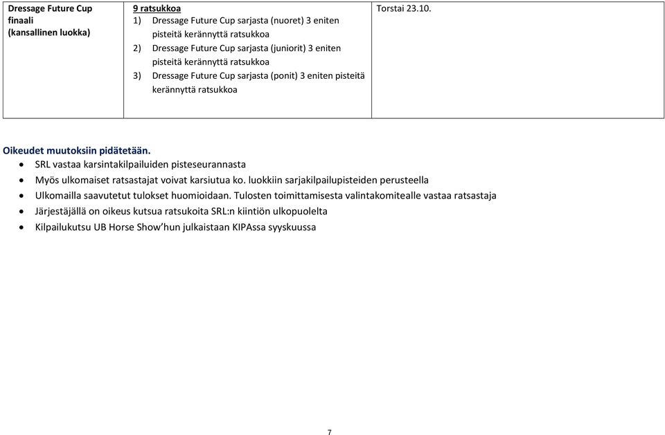 SRL vastaa karsintakilpailuiden pisteseurannasta Myös ulkomaiset ratsastajat voivat karsiutua ko.