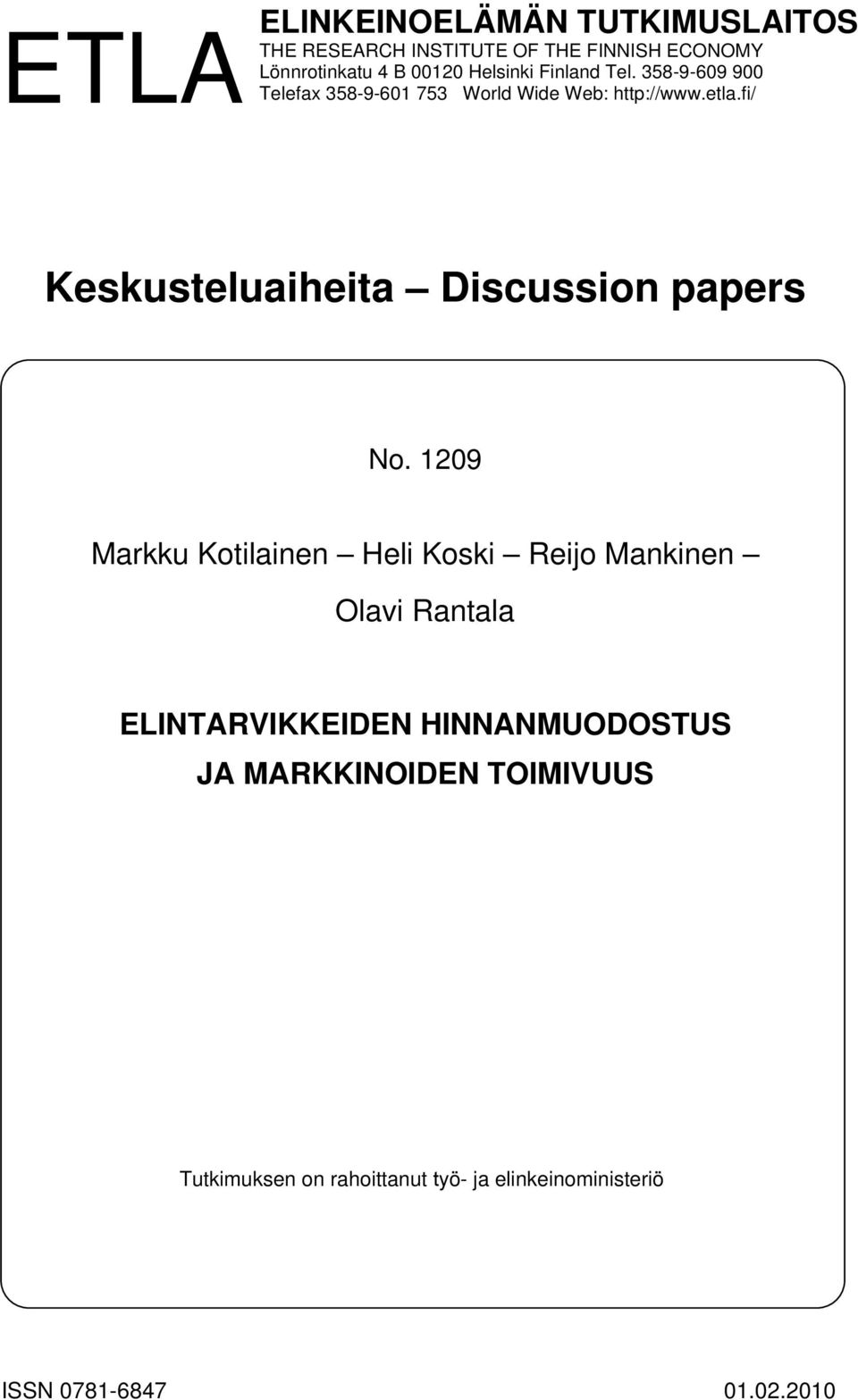 fi/ Keskusteluaiheita Discussion papers No.