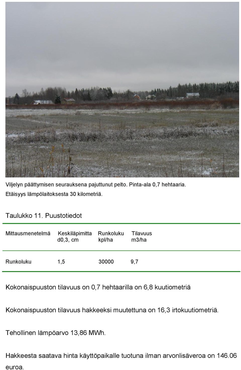 Puustotiedot Mittausmenetelmä Keskiläpimitta Runkoluku Tilavuus d0,3, cm kpl/ha m3/ha Runkoluku 1,5 30000 9,7