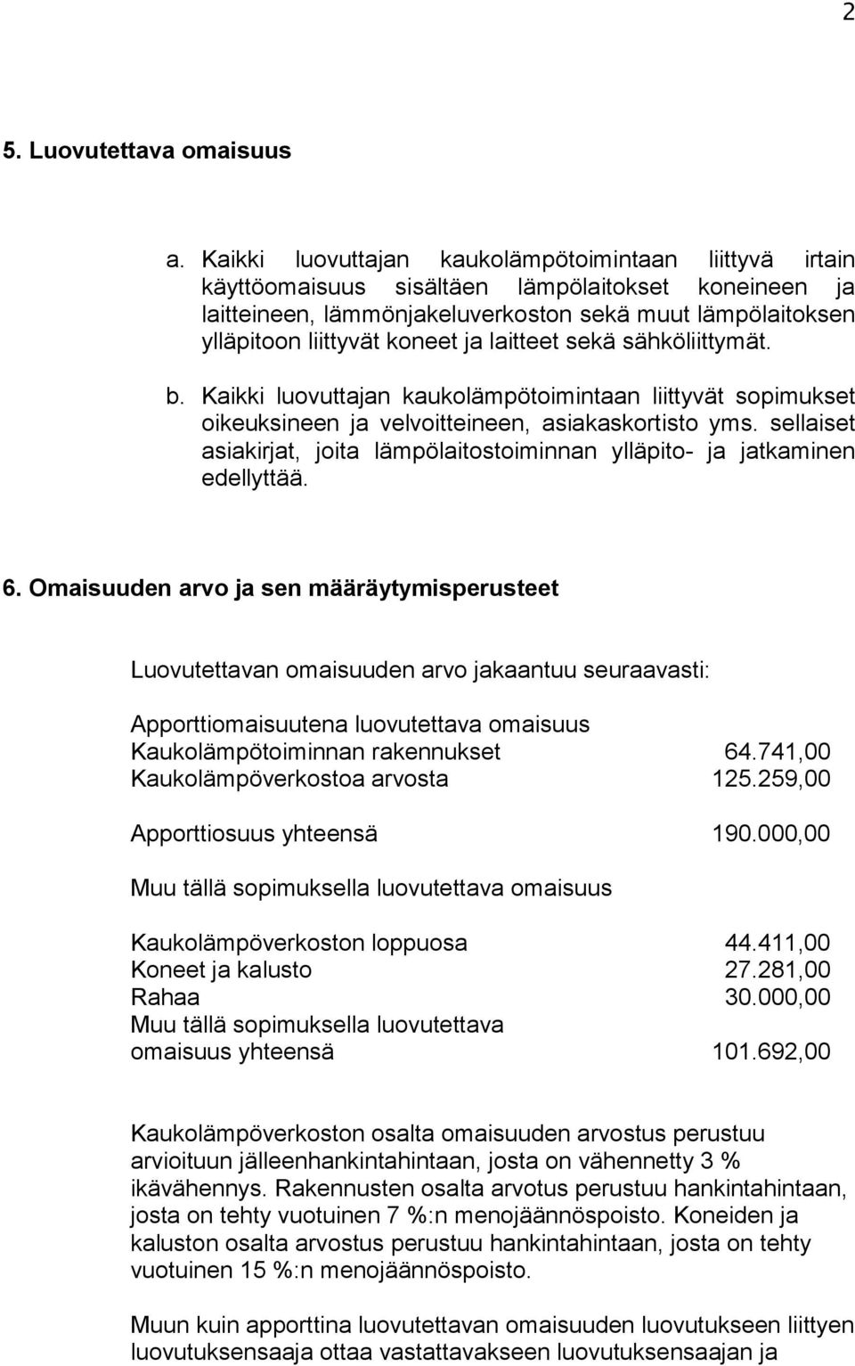 laitteet sekä sähköliittymät. b. Kaikki luovuttajan kaukolämpötoimintaan liittyvät sopimukset oikeuksineen ja velvoitteineen, asiakaskortisto yms.