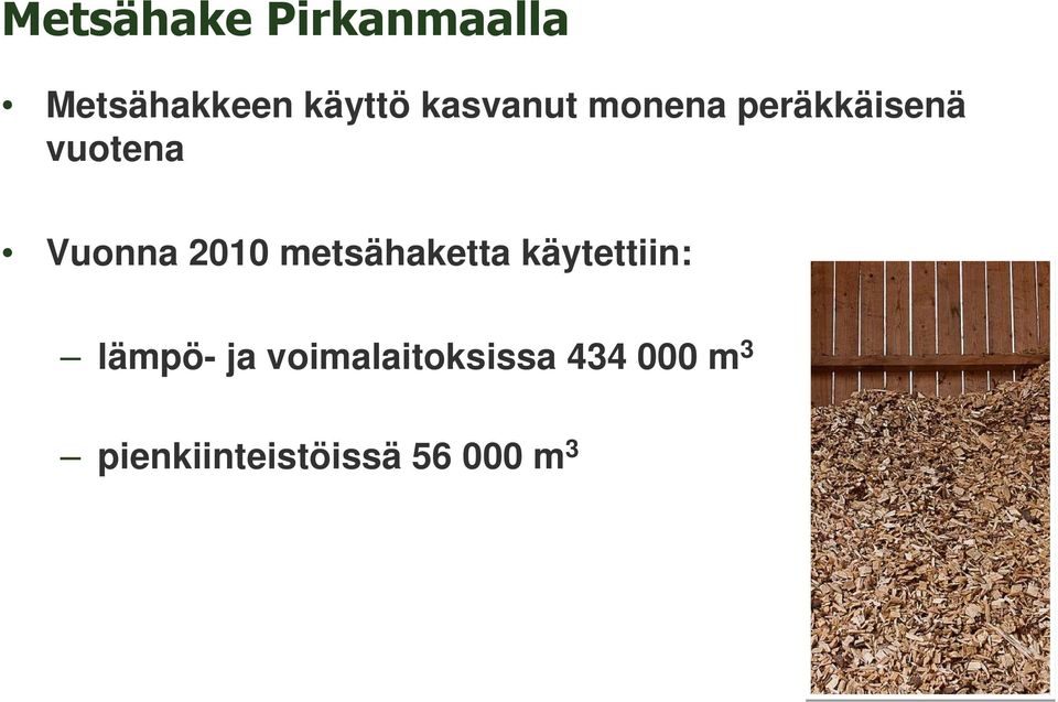 2010 metsähaketta käytettiin: lämpö- ja