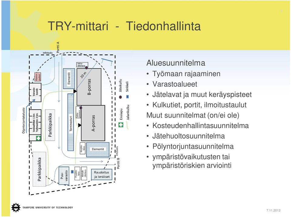 ilmoitustaulut Muut suunnitelmat (on/ei ole) Kosteudenhallintasuunnitelma