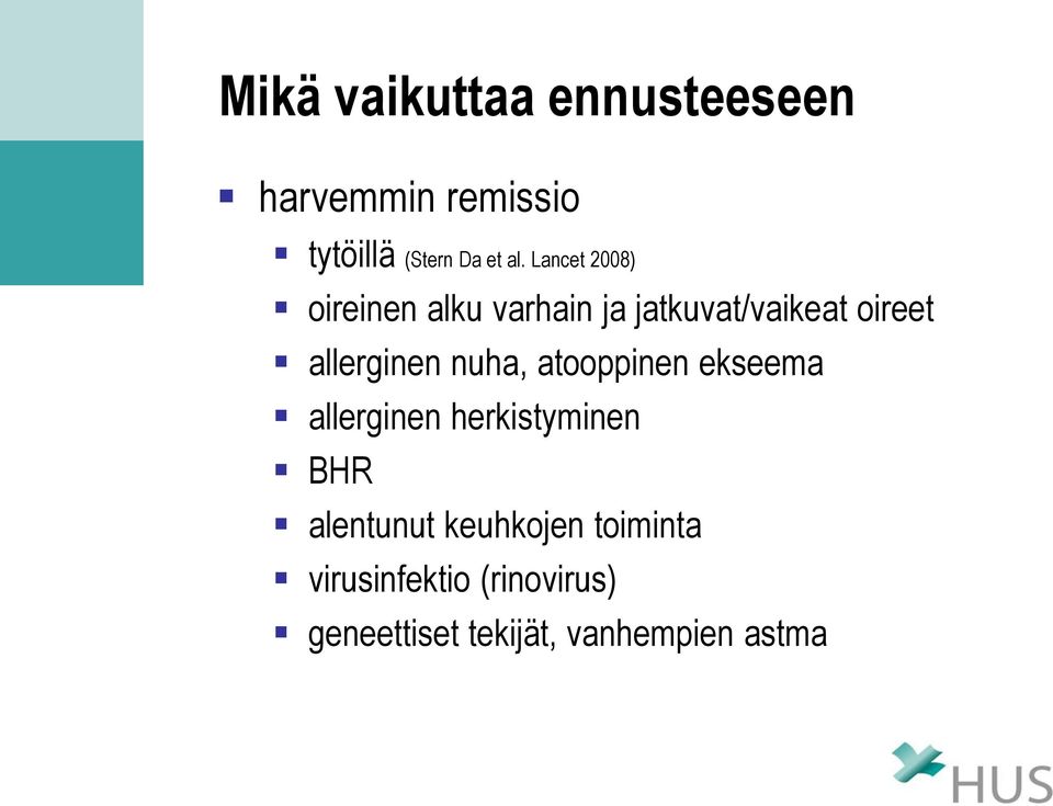 nuha, atooppinen ekseema allerginen herkistyminen BHR alentunut