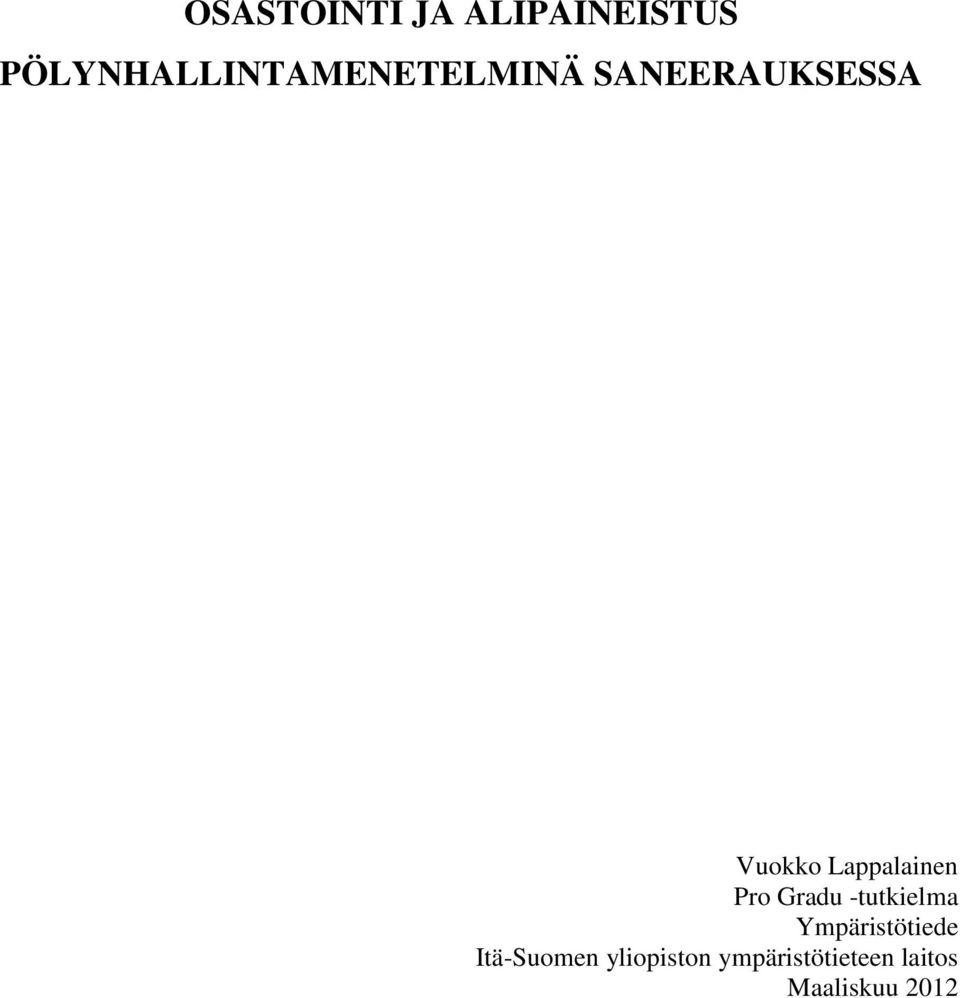 Vuokko Lappalainen Pro Gradu -tutkielma