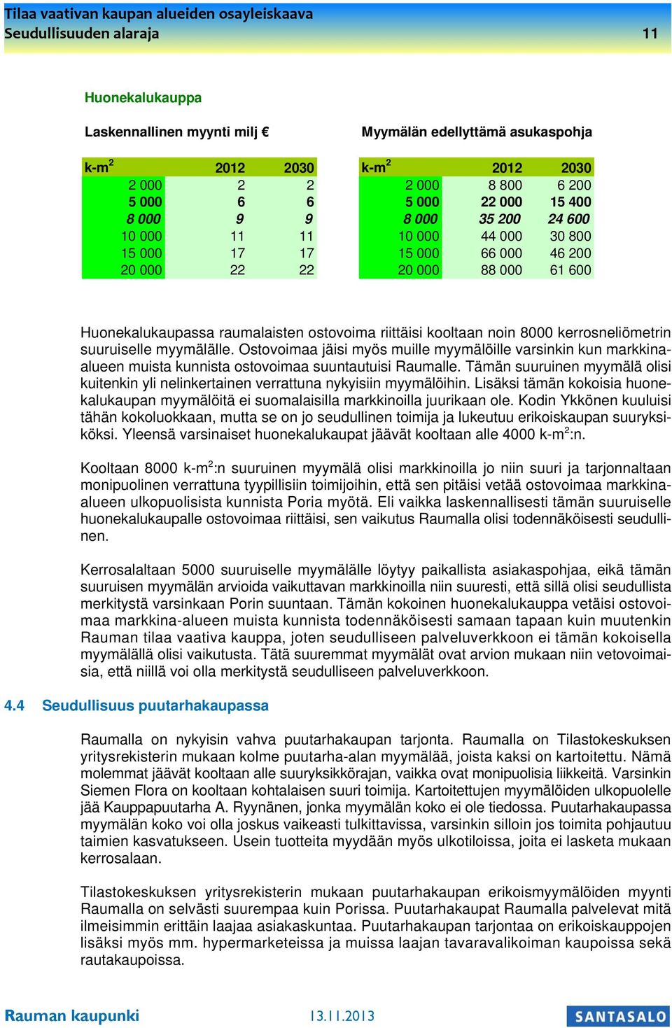 kerrosneliömetrin suuruiselle myymälälle. Ostovoimaa jäisi myös muille myymälöille varsinkin kun markkinaalueen muista kunnista ostovoimaa suuntautuisi Raumalle.