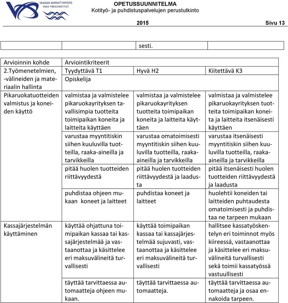 valmistaa ja valmistelee pikaruokayrityksen tavallisimpia tuotteita toimipaikan koneita ja laitteita käyttäen varustaa myyntitiskin siihen kuuluvilla tuotteilla, raaka-aineilla ja tarvikkeilla pitää