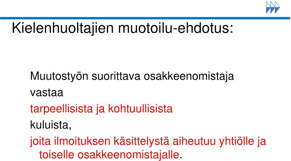 ja kohtuullisista kuluista, joita ilmoituksen