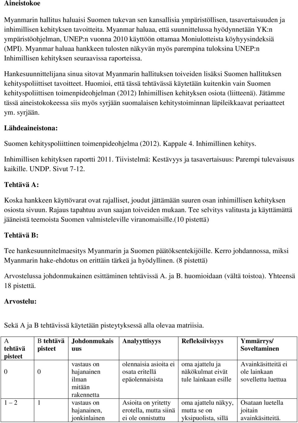 Myanmar haluaa hankkeen tulosten näkyvän myös parempina tuloksina UNEP:n Inhimillisen kehityksen seuraavissa raporteissa.