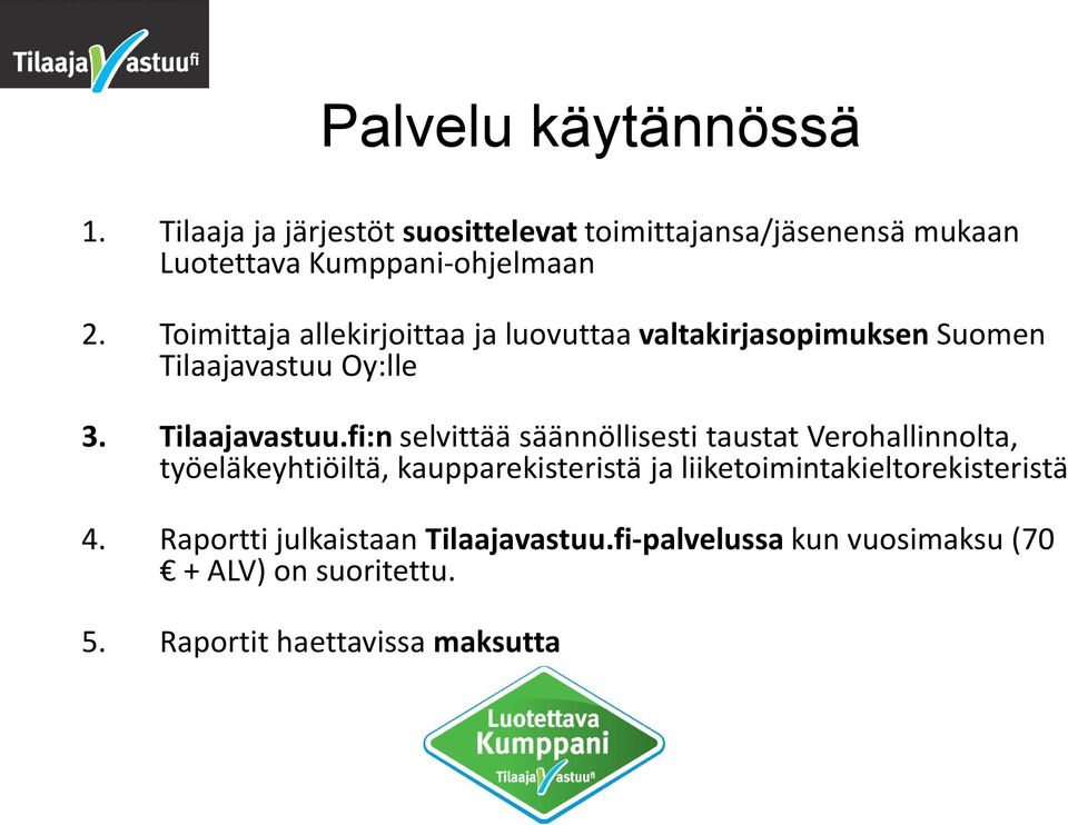 Toimittaja allekirjoittaa ja luovuttaa valtakirjasopimuksen Suomen Tilaajavastuu 