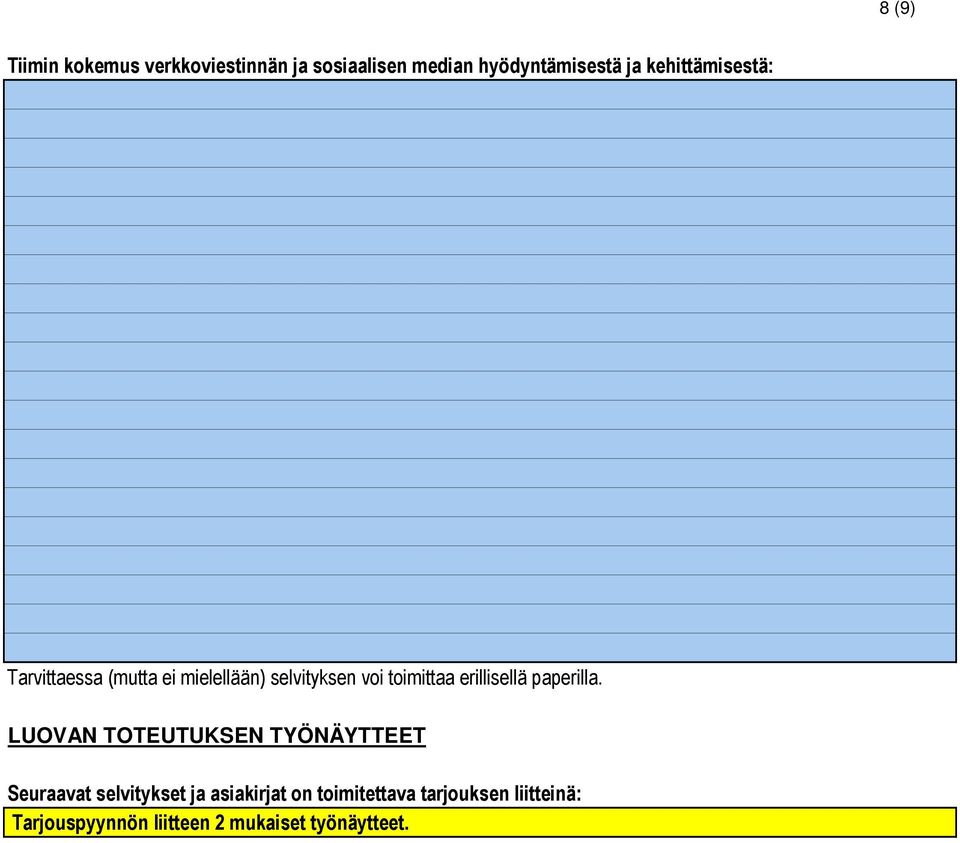 erillisellä paperilla.