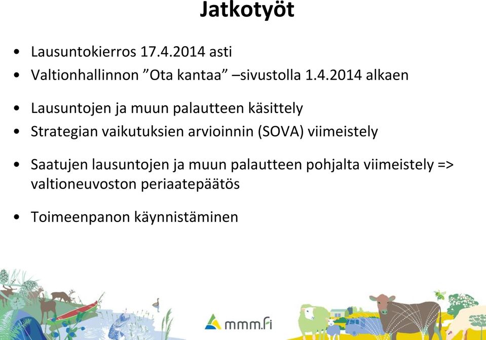 Lausuntojen ja muun palautteen käsittely Strategian vaikutuksien arvioinnin