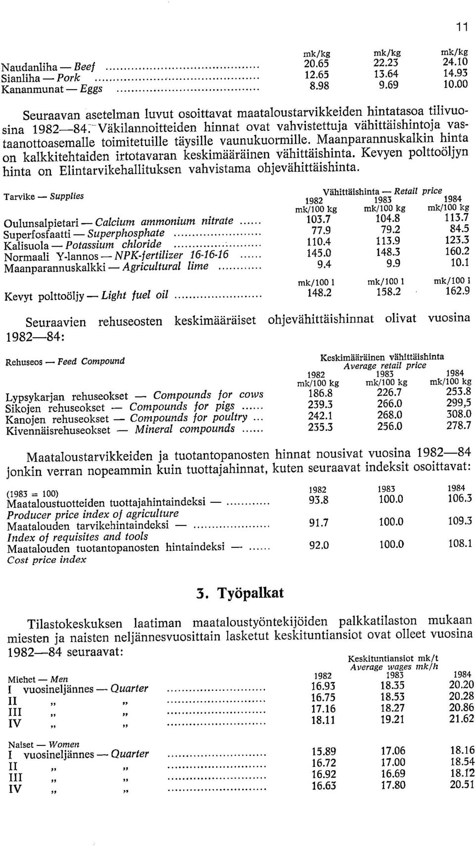 vaunukuormille. Maanparannuskalkin hinta on kalkkitehtaiden irtotavaran keskimääräinen vähittäishinta. Kevyen polttoöljyn hinta on Elintarvikehallituksen vahvistama ohjevähittäishinta.