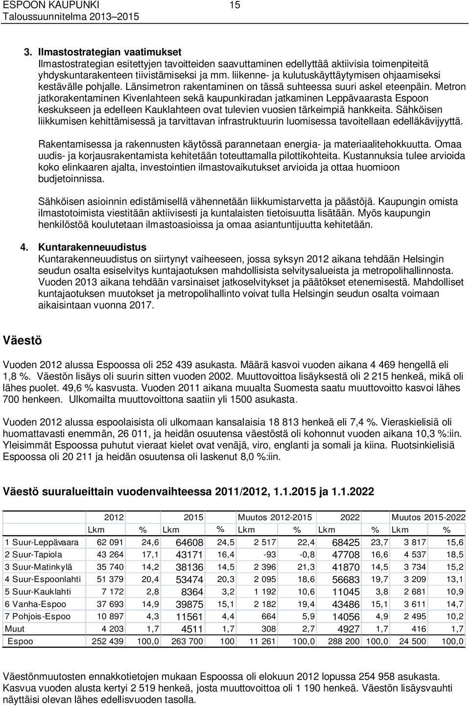 Metron jatkorakentaminen Kivenlahteen sekä kaupunkiradan jatkaminen Leppävaarasta Espoon keskukseen ja edelleen Kauklahteen ovat tulevien vuosien tärkeimpiä hankkeita.