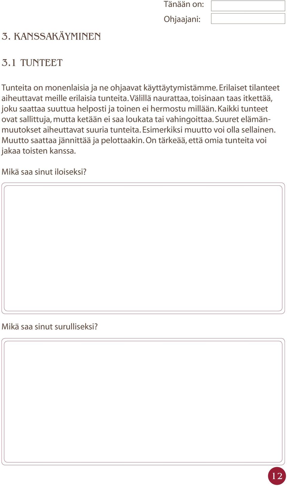 Välillä naurattaa, toisinaan taas itkettää, joku saattaa suuttua helposti ja toinen ei hermostu millään.