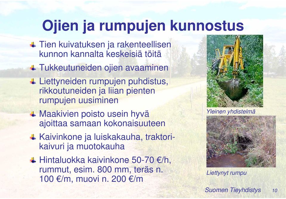 poisto usein hyvä ajoittaa samaan kokonaisuuteen Kaivinkone ja luiskakauha, traktorikaivuri ja muotokauha