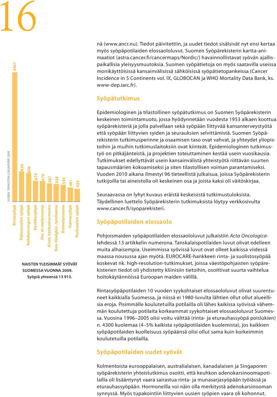 Suomen syöpätietoja on myös saatavilla useissa monikäyttöisissä kansainvälisissä sähköisissä syöpätietopankeissa (Cancer Incidence in 5 Continents vol. IX, GLOBOCAN ja WHO Mortality Data Bank, ks.