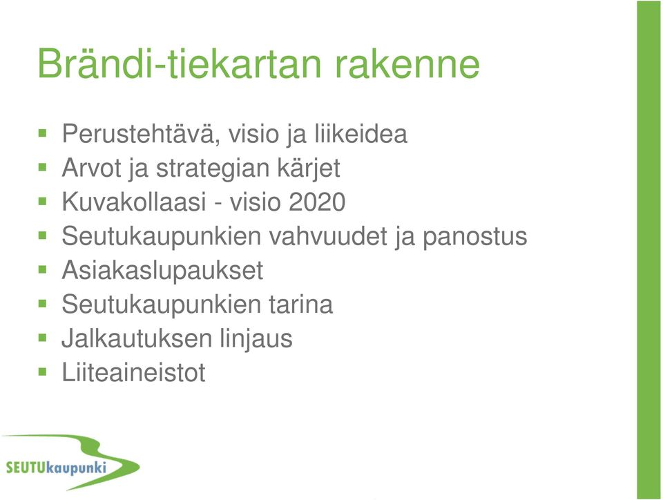 visio 2020 Seutukaupunkien vahvuudet ja panostus