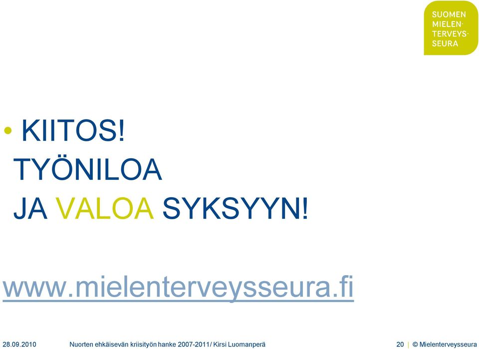 2010 Nuorten ehkäisevän kriisityön