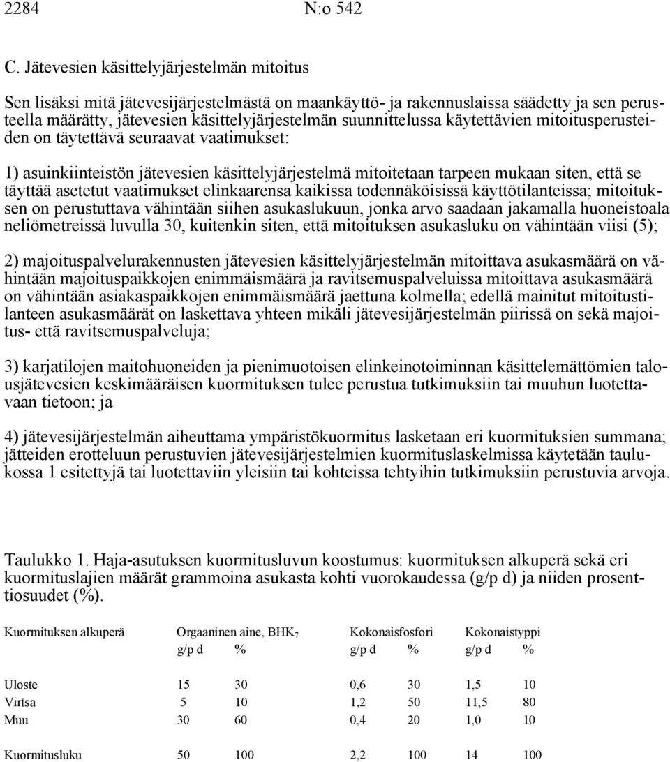 suunnittelussa käytettävien mitoitusperusteiden on täytettävä seuraavat vaatimukset: 1) asuinkiinteistön jätevesien käsittelyjärjestelmä mitoitetaan tarpeen mukaan siten, että se täyttää asetetut