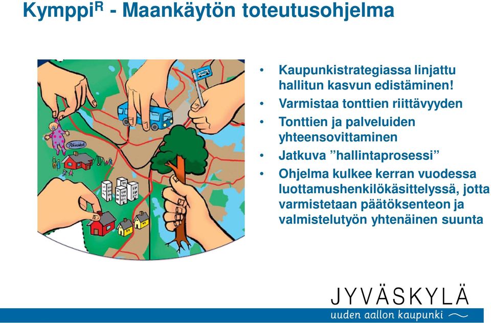 Varmistaa tonttien riittävyyden Tonttien ja palveluiden yhteensovittaminen