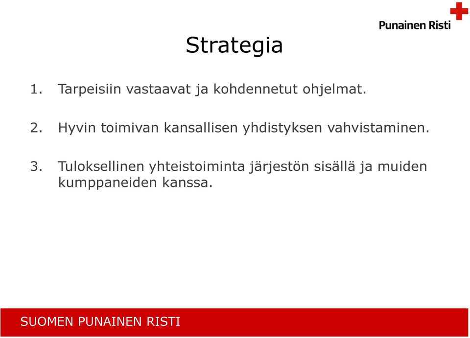 Hyvin toimivan kansallisen yhdistyksen vahvistaminen.