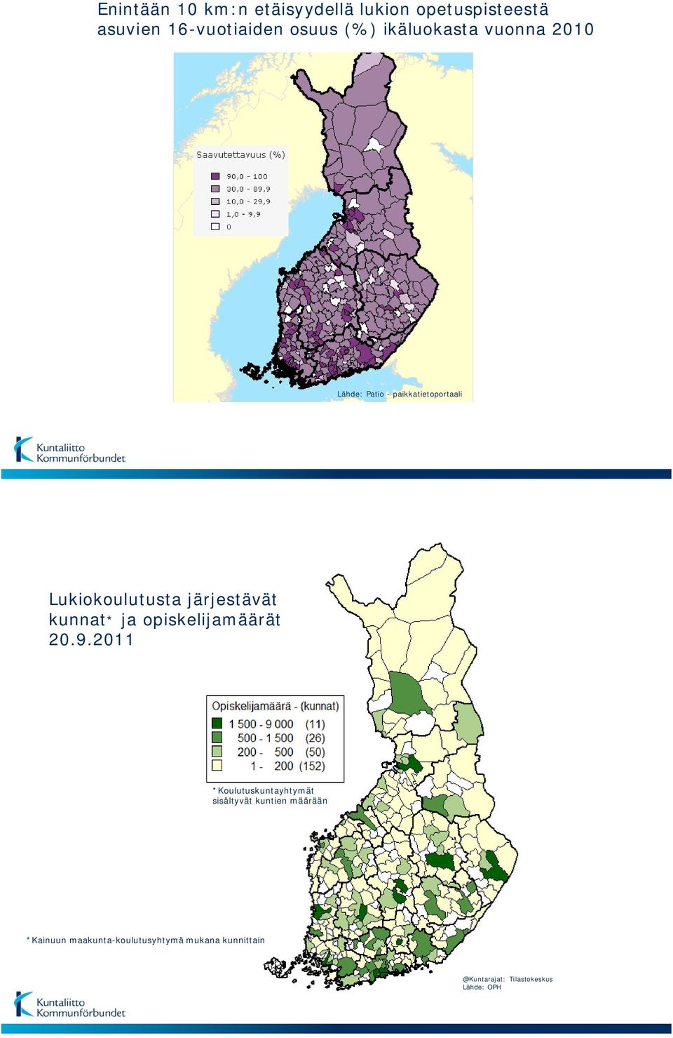 kunnat* ja opiskelijamäärät 20.9.