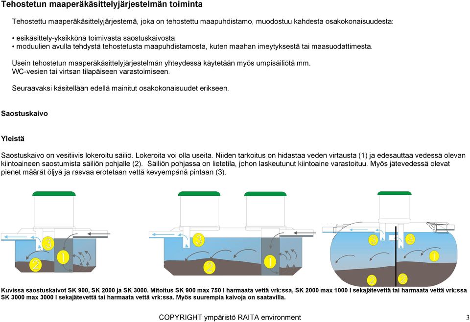 Usein tehostetun maaperäkäsittelyjärjestelmän yhteydessä käytetään myös umpisäiliötä mm. WC-vesien tai virtsan tilapäiseen varastoimiseen.