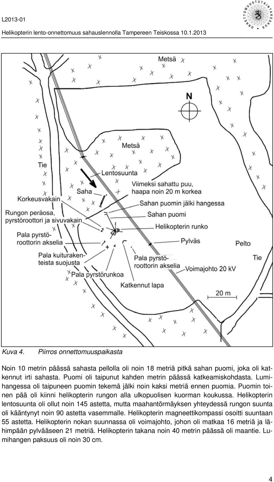 Puomin toinen pää oli kiinni helikopterin rungon alla ulkopuolisen kuorman koukussa.