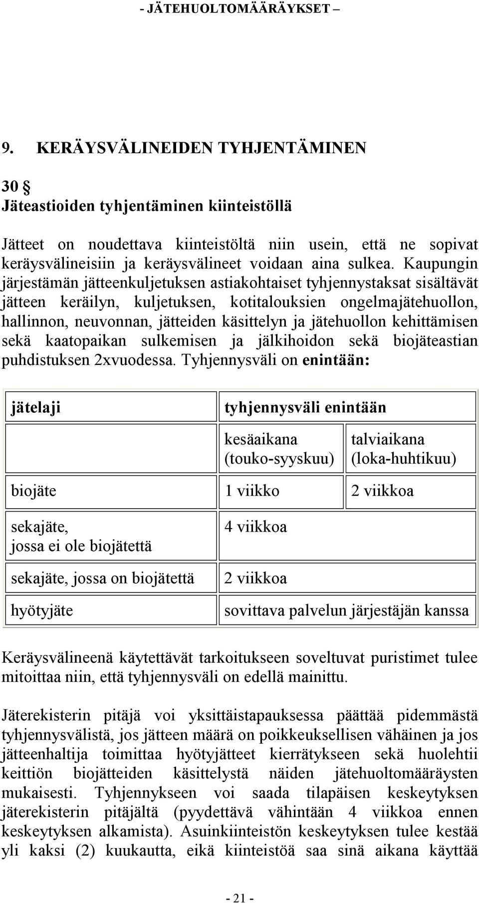 jätehuollon kehittämisen sekä kaatopaikan sulkemisen ja jälkihoidon sekä biojäteastian puhdistuksen 2xvuodessa.