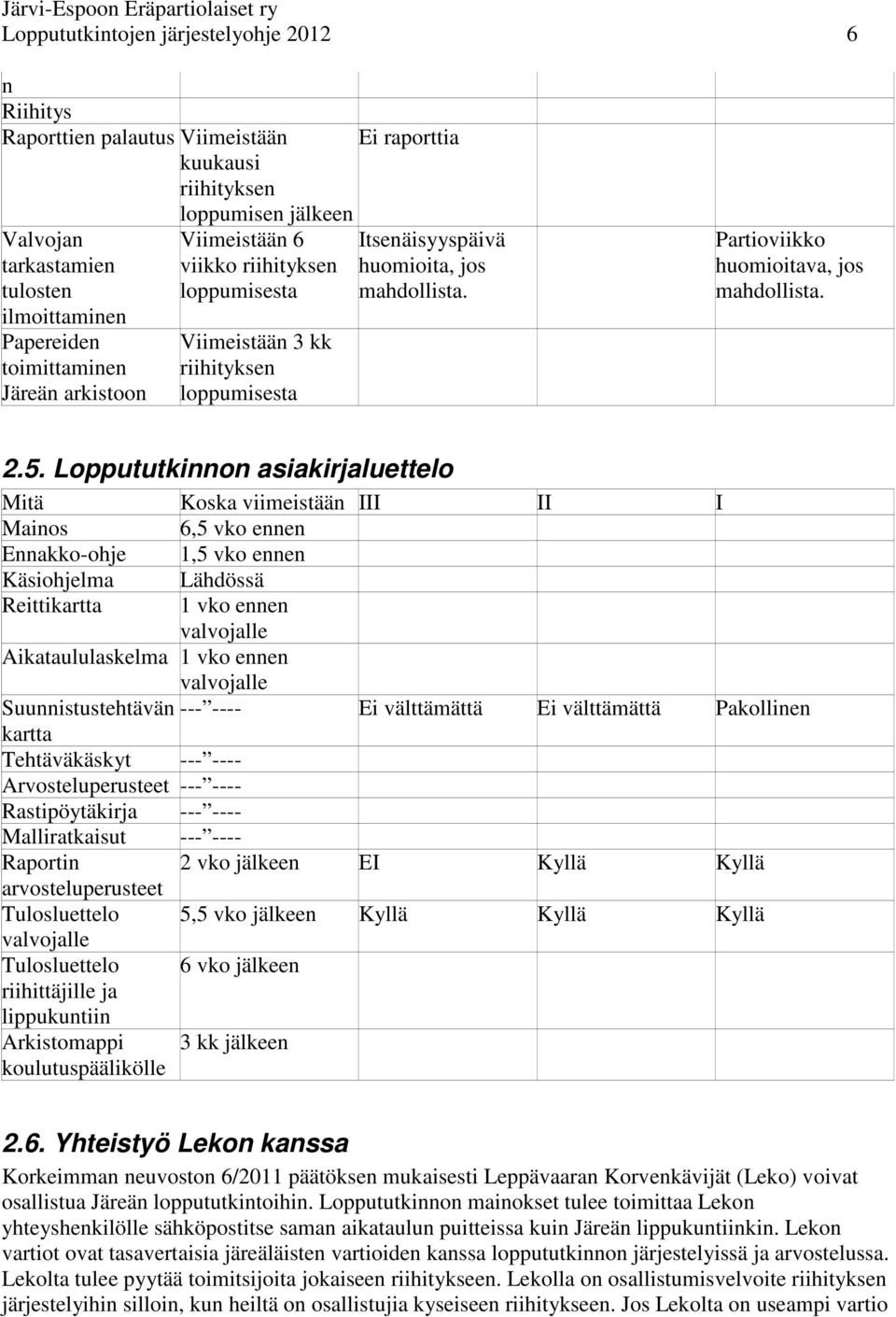 Partioviikko huomioitava, jos mahdollista. 2.5.