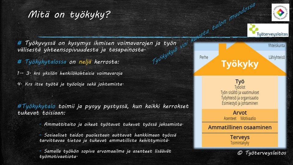 #Työkykytalo toimii ja pysyy pystyssä, kun kaikki kerrokset tukevat toisiaan: - Ammattitaito ja oikeat työtavat tukevat työssä jaksamista.