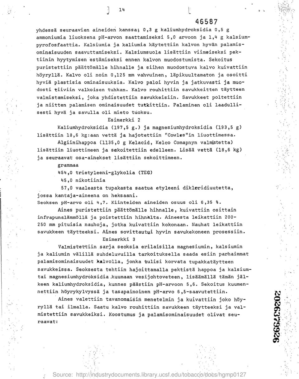 Sekoitus puristettiin paaftcsmalle hihnalle ja siihen muodostuva kalvo kuivattiin hoyryllg. Kalvo oli noin 0,125 mm vahvuinen, lgpikuultamaton ja osoitti hyvia plastisia ominaisuuksia.
