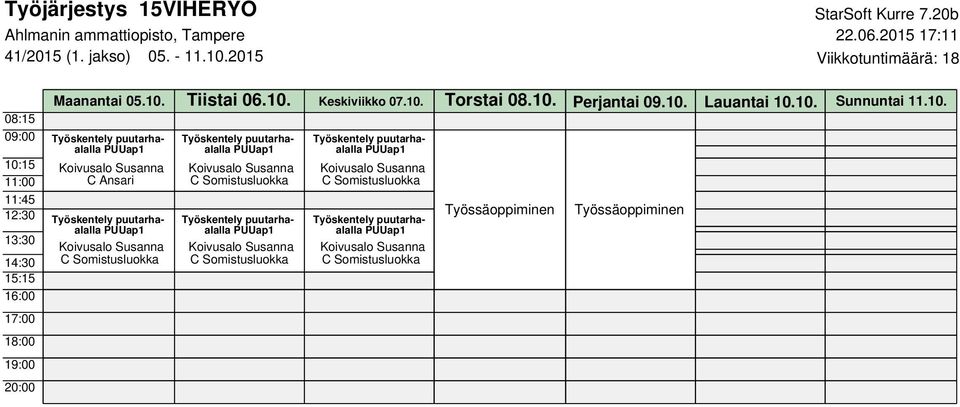 Tiistai 06.10. Keskiviikko 07.10. Torstai 08.