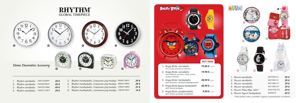 Rhythm herätyskello, voimistuva piip-herätys CRE229-NR. Angry Birds -rannekello värit: musta, punainen ja valkoinen 2.