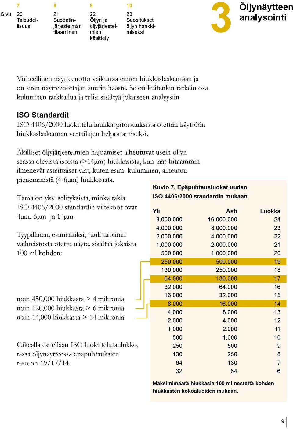 ISO Standardit ISO 06/2000 luokittelu hiukkaspitoisuuksista otettiin käyttöön hiukkaslaskennan vertailujen helpottamiseksi.