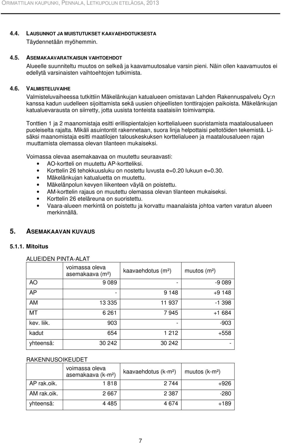 VALMISTELUVAIHE Valmisteluvaiheessa tutkittiin Mäkelänkujan katualueen omistavan Lahden Rakennuspalvelu Oy:n kanssa kadun uudelleen sijoittamista sekä uusien ohjeellisten tonttirajojen paikoista.