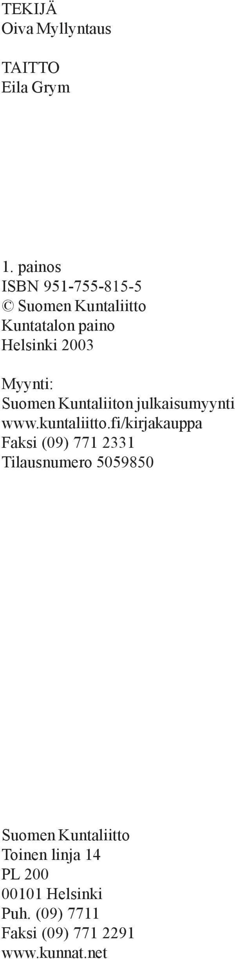 Suomen Kuntaliiton julkaisumyynti www.kuntaliitto.