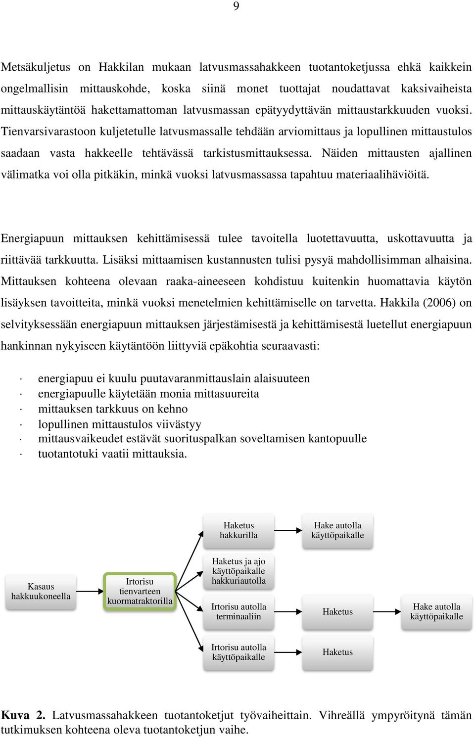 Tienvarsivarastoon kuljetetulle latvusmassalle tehdään arviomittaus ja lopullinen mittaustulos saadaan vasta hakkeelle tehtävässä tarkistusmittauksessa.