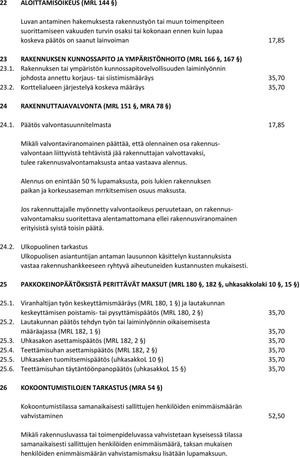 2. Korttelialueen järjestelyä koskeva määräys 35,70 24 RAKENNUTTAJAVALVONTA (MRL 15