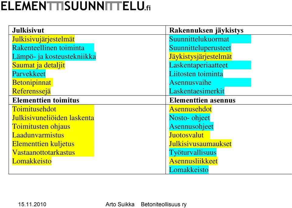 jäykistys Suunnittelukuormat Suunnitteluperusteet Jäykistysjärjestelmät Laskentaperiaatteet Liitosten toiminta Asennusvaihe Laskentaesimerkit Elementtien