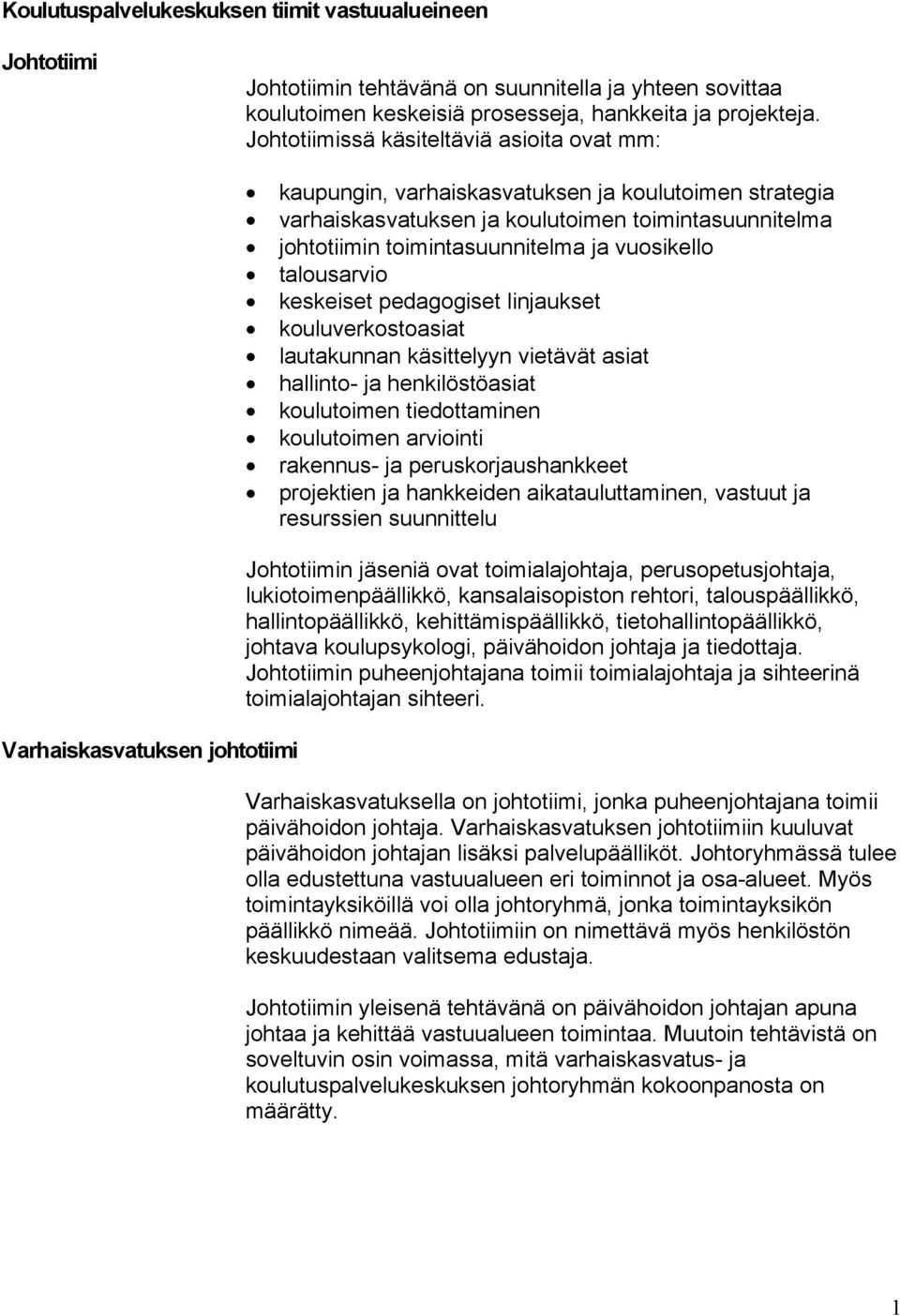 toimintasuunnitelma ja vuosikello talousarvio keskeiset pedagogiset linjaukset kouluverkostoasiat lautakunnan käsittelyyn vietävät asiat hallinto- ja henkilöstöasiat koulutoimen tiedottaminen