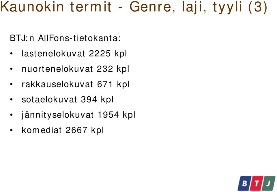 nuortenelokuvat 232 kpl rakkauselokuvat 671 kpl