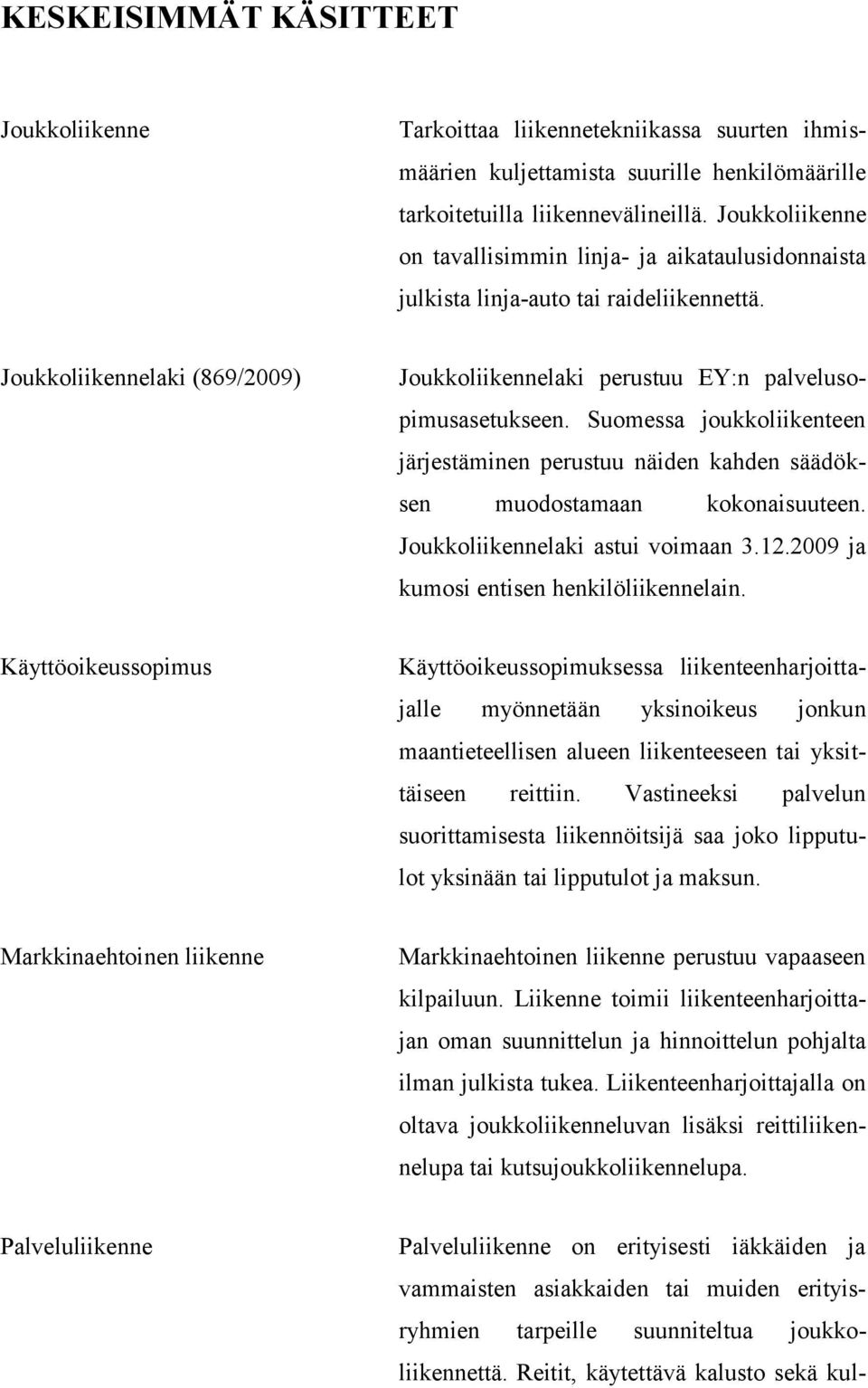 Suomessa joukkoliikenteen järjestäminen perustuu näiden kahden säädöksen muodostamaan kokonaisuuteen. Joukkoliikennelaki astui voimaan 3.12.2009 ja kumosi entisen henkilöliikennelain.