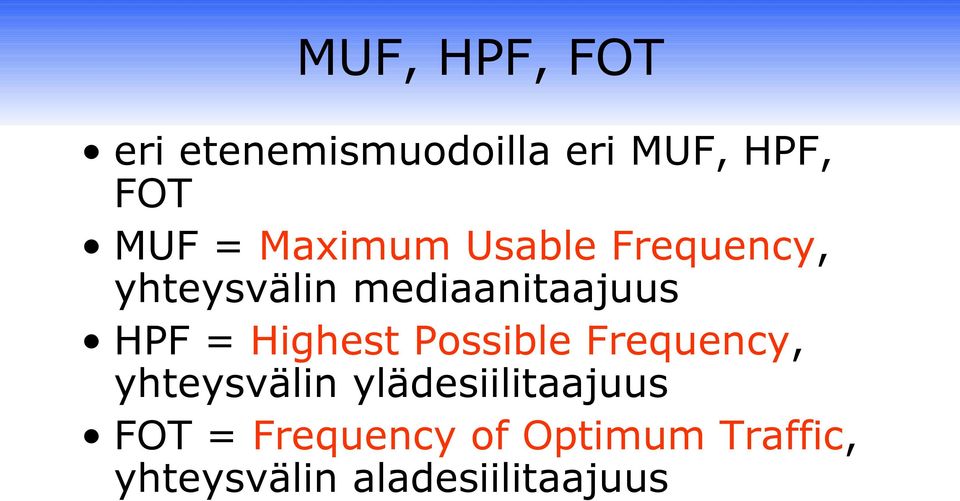 Highest Possible Frequency, yhteysvälin ylädesiilitaajuus