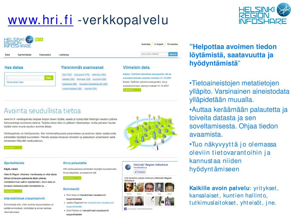 ylläpito. Varsinainen aineistodata ylläpidetään muualla.