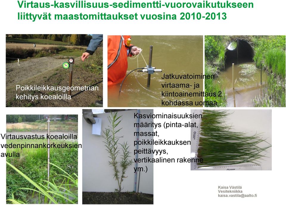 Jatkvatoiminen virtaama- ja kiintoainemittas 2 kohdassa omaa Kasviominaisksien määritys