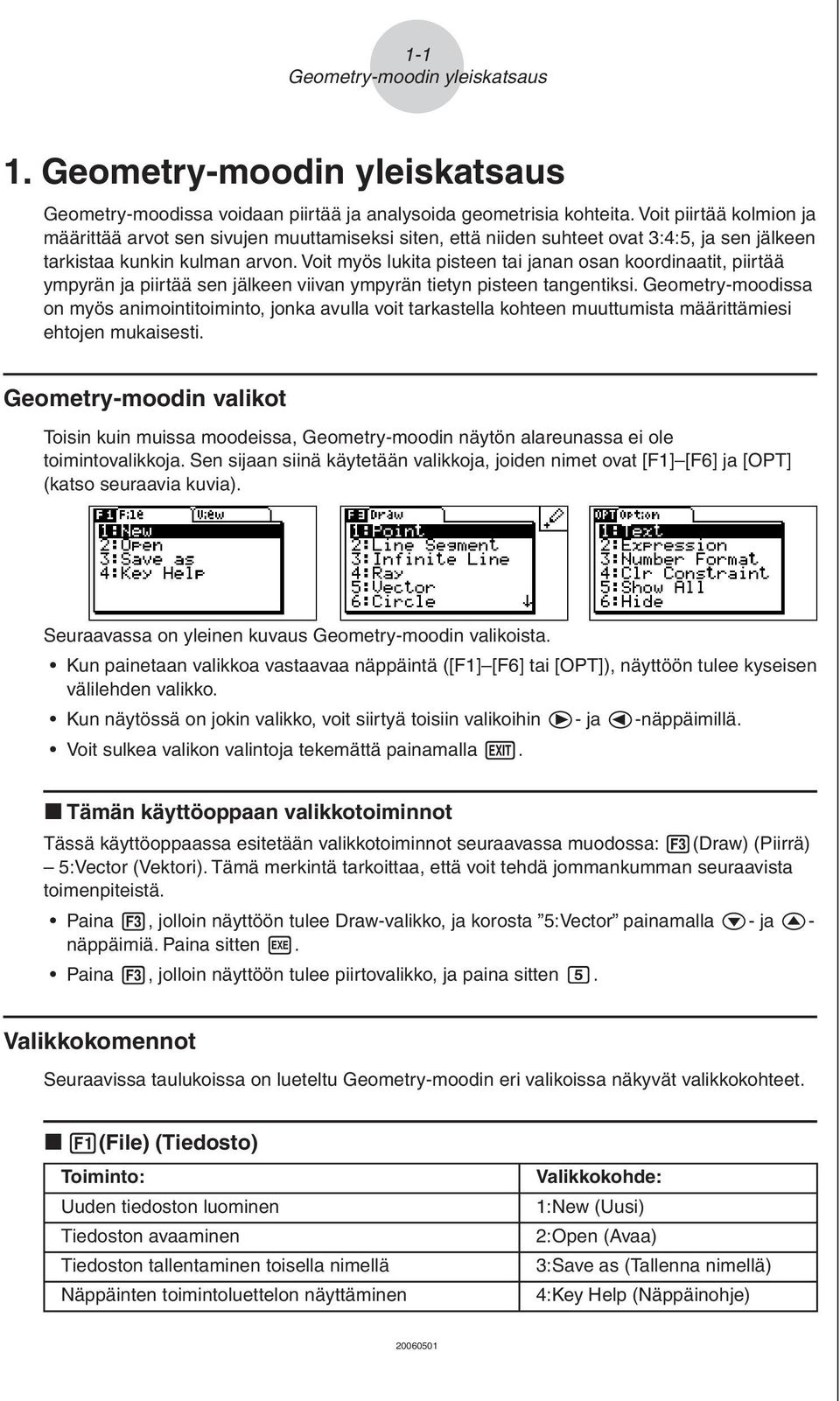 Voit myös lukita pisteen tai janan osan koordinaatit, piirtää ympyrän ja piirtää sen jälkeen viivan ympyrän tietyn pisteen tangentiksi.